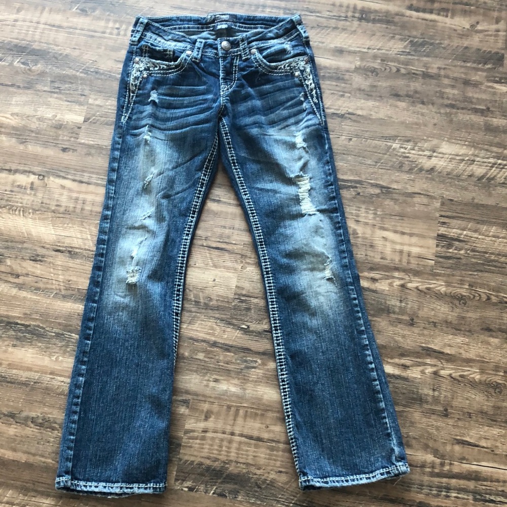 Silver Tuesday low bootcut 26/28” distressed jeans